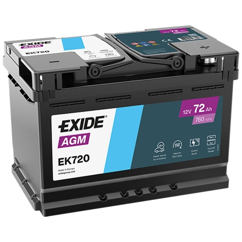 Аккумулятор автомобильный Exide 72Аh 760A AGM Start-Stop EK720 R+ L3