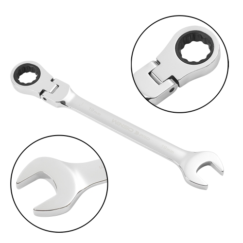 Набор ключей комбинированных с трещоткой и карданом Winso Pro на холдере 7-19мм 10шт