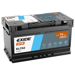 Аккумулятор автомобильный Exide 75Аh 730A EFB Start-Stop EL752 R+