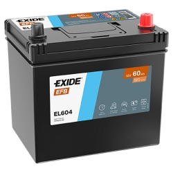 Аккумулятор автомобильный Exide 60Ah 520A EFB Start-Stop Asia EL604 R+ D23