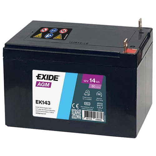 Акумулятор автомобільний Exide 14Аh 80A AGM Start-Stop Auxiliary EK143 L+