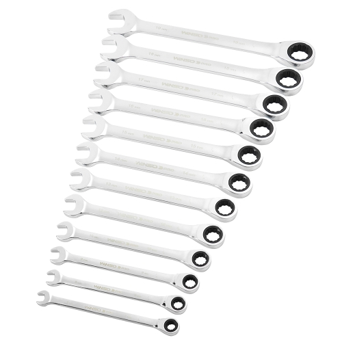 Набір ключів комбінованих з тріскачкою Winso Pro на холдері 7-19мм 12шт