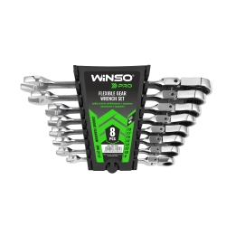 Набір ключів комбінованих з тріскачкою і карданом Winso Pro на холдері 8-19мм 8шт