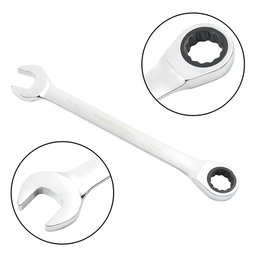 Набір ключів комбінованих з тріскачкою Winso Pro на холдері 8-19мм 8шт