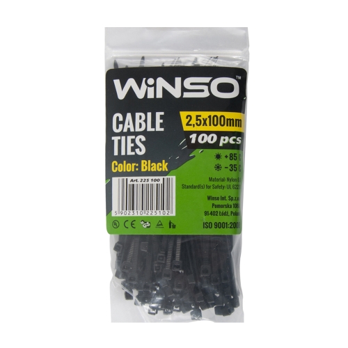 Хомут пластиковый Winso 2.5х100мм черный