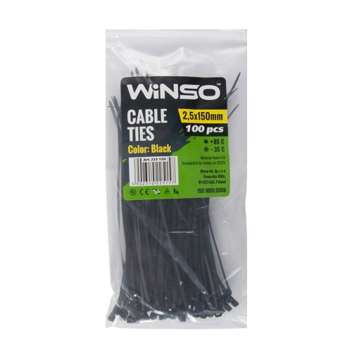 Хомут пластиковый Winso 2.5х150мм черный