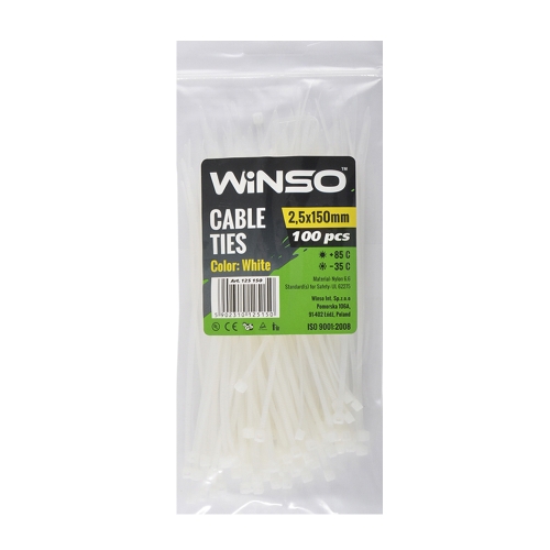 Хомут пластиковий Winso 2.5х150мм білий 100шт/упак