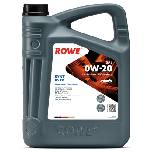 Моторна Олива Rowe 0W-20 Hightec Synt RS D1 5л
