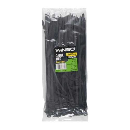 Хомут пластиковий Winso 7.6х300мм чорний 100шт/упак