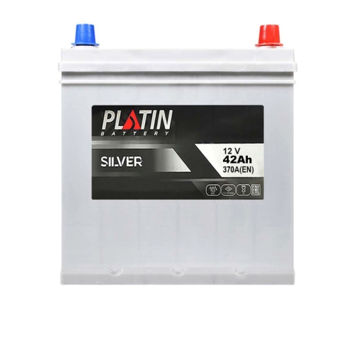Аккумулятор автомобильный Platin 42Ah 370A Silver Asia SMF R+ NS40 тонкая клемма н.к