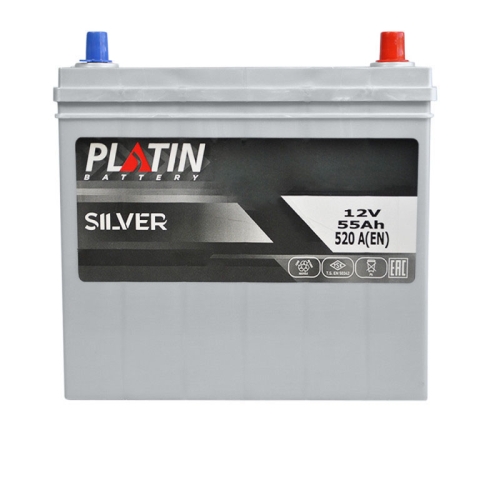 Аккумулятор автомобильный Platin 55Ah 520A Silver Asia SMF R+ NS60 тонкая клемма