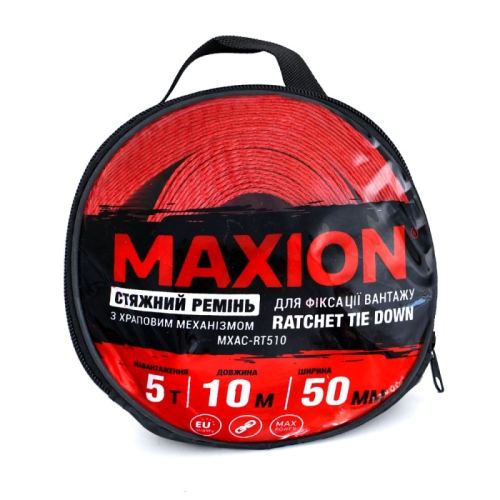 Стяжний ремінь з тріскачкою Maxion 5т 10м x 50мм МXAC-RT510