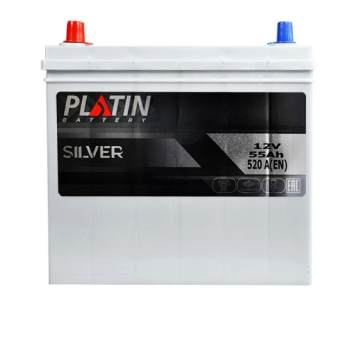 Аккумулятор автомобильный Platin 55Ah 520A Silver Asia SMF L+ NS60 тонкая клемма
