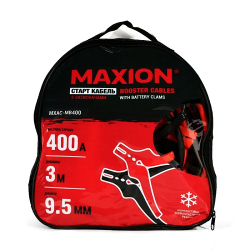Кабелі пускові прикурювача Maxion 400А 3м в сумці діам.9,5мм
