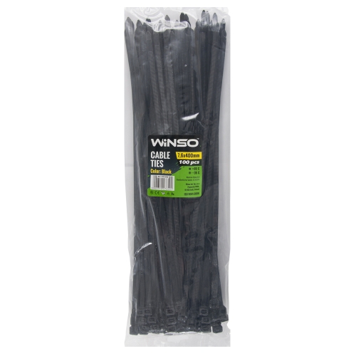 Хомут пластиковий Winso 7.6х400мм чорний 100шт/упак