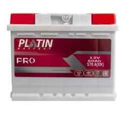 Акумулятор автомобільний Platin 60Ah 570A Pro MF R+ L2