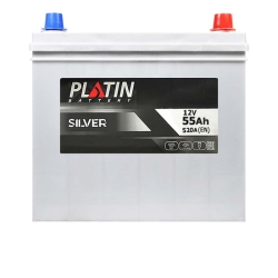 Акумулятор автомобільний Platin 55Ah 520A Silver Asia SMF R+ NS60 толст.кл.