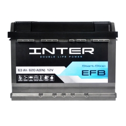 Акумулятор автомобільний Inter 63Ah 620A EFB R+ LB2