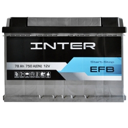 Аккумулятор автомобильный Inter 78Ah 750A EFB R+ L3