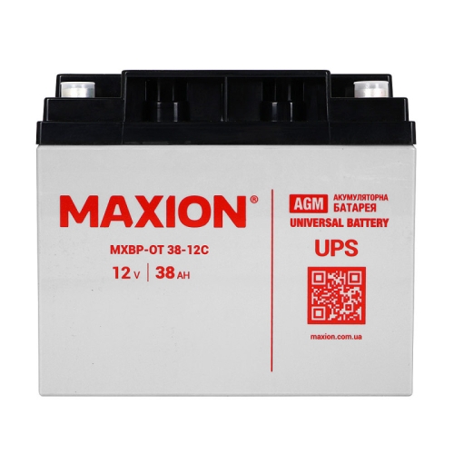 Акумулятор Стаціонарний Maxion AGM 12V 38Ah MXBP-OT 38-12D -|+