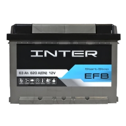 Акумулятор автомобільний Inter 63Ah 620A EFB L+ LB2
