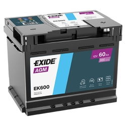 Акумулятор автомобільний Exide 60Аh 680A AGM Start-Stop EK600 R+ L2