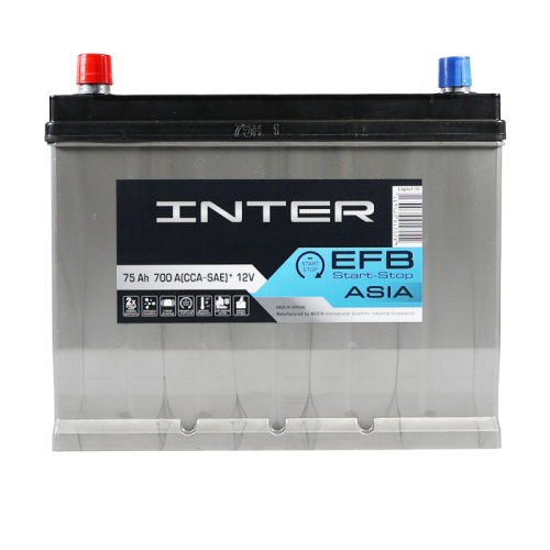 Акумулятор автомобільний Inter 75Ah 700A EFB Premium Asia L+ D26