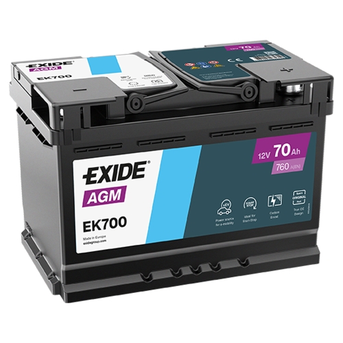 Акумулятор автомобільний Exide 70Аh 760A AGM Start-Stop EK700 R+ L3