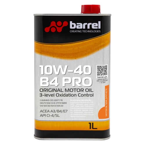 Моторное масло Barrel Original 10W-40 B4 PRO 1л