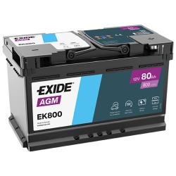 Акумулятор автомобільний Exide 80Аh 800A AGM Start-Stop EK800 R+ L4