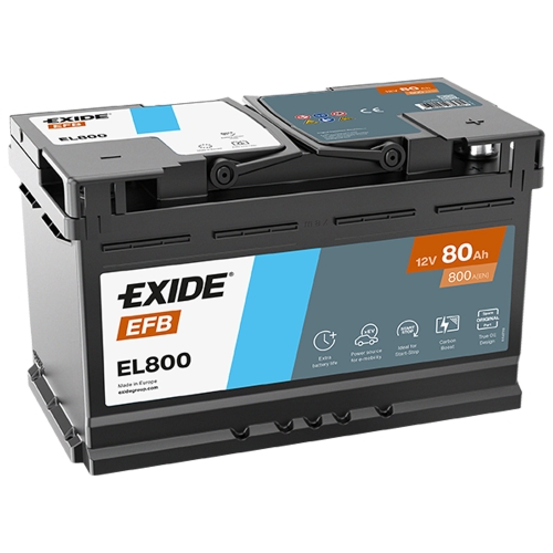 Акумулятор автомобільний Exide 80Аh 800A EFB Start-Stop EL800 R+ L4