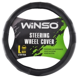 Чохол на кермо Екошкіра Winso L 39-41см чорно сірий 140630