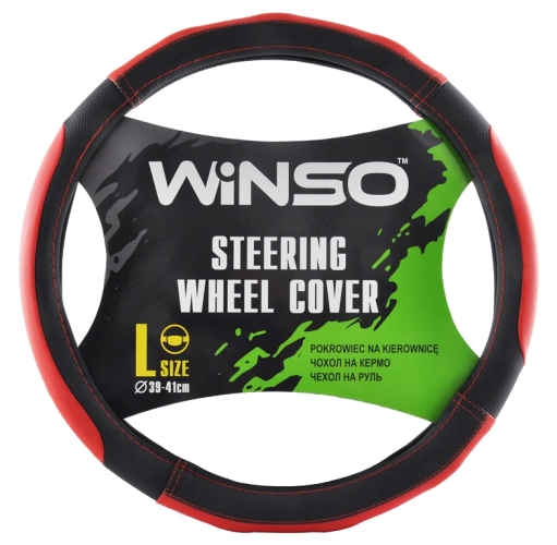 Чехол на руль Экокожа Winso L 39-41см черно красный 140530