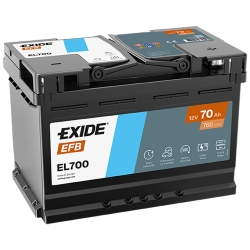 Аккумулятор автомобильный Exide 70Аh 760A EFB Start-Stop EL700 R+ L3
